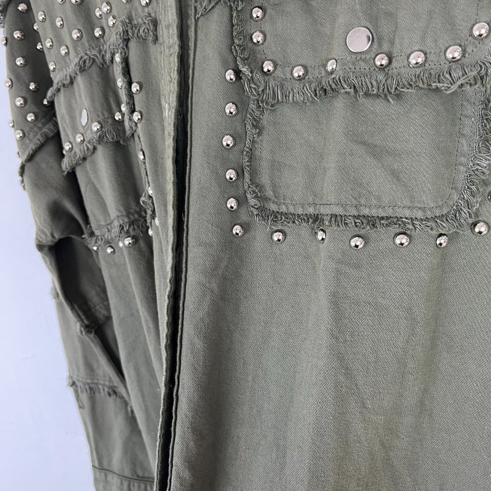 NWT Elan Studded Cotton Demi Jacket Olive Green Lightweight Size Medium M N2193 - Picture 10 of 16
